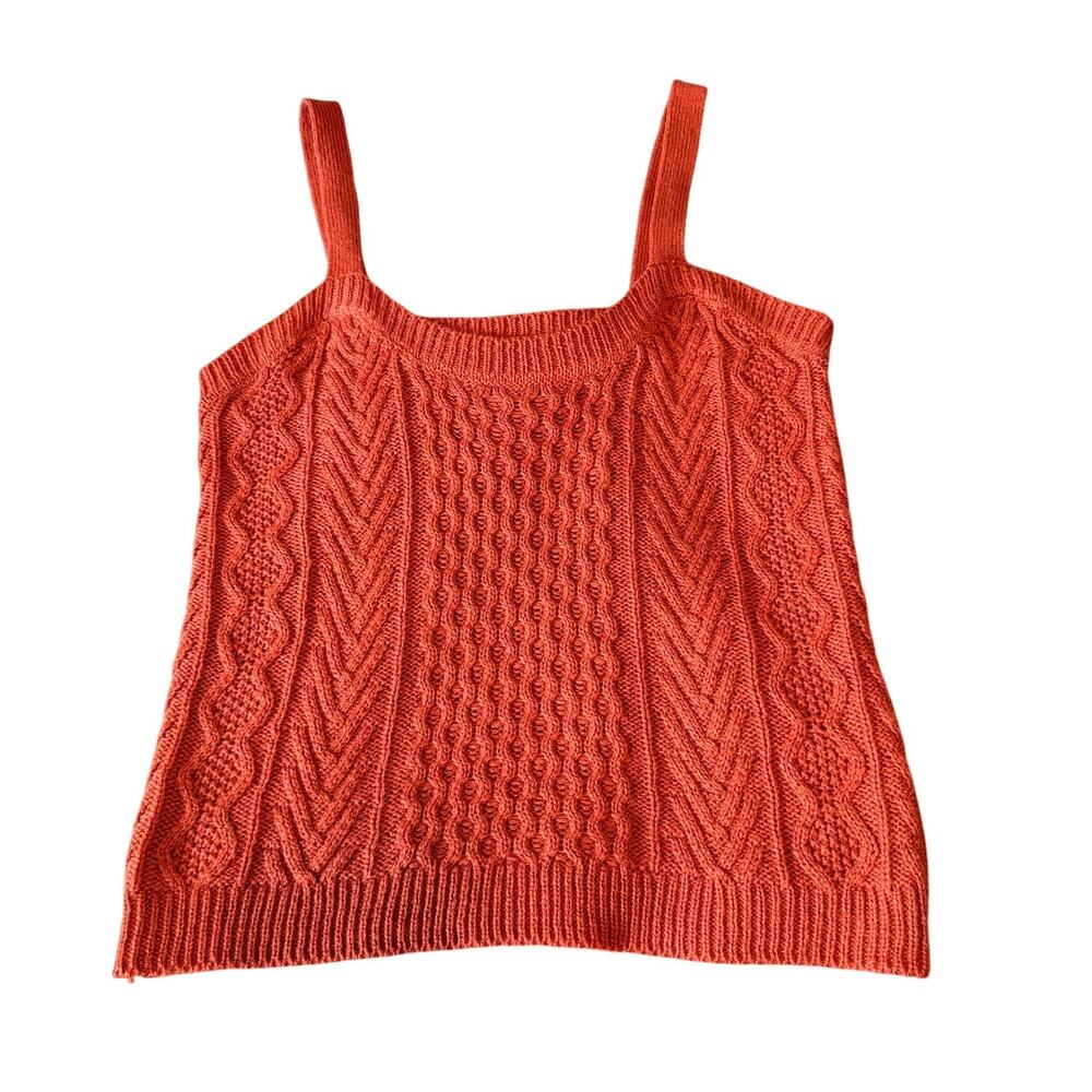 Absolutely Famous Cable Knit Sweater Tank Top Burnt Orange Size M